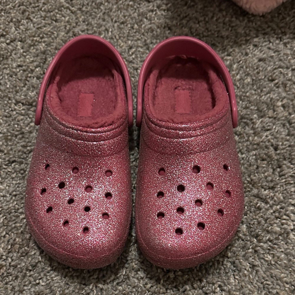CROCS Glittery Pink Kids Slippers
